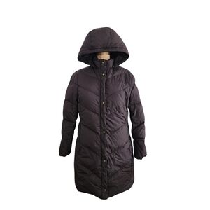 Lands End Womens Goose Down Hooded Parka Coat Brown S